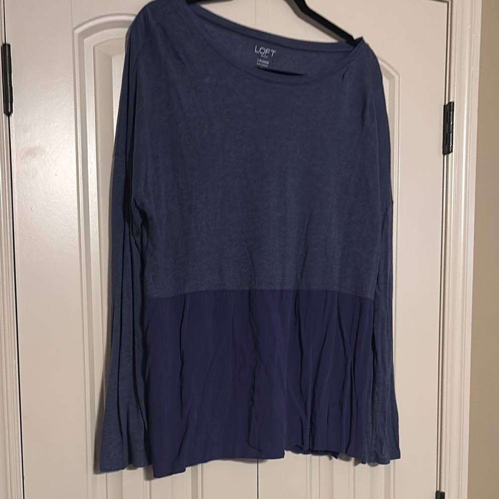 LOFT Women's Long Sleeve Top in Blue and Purple